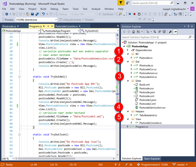 Visual Studio Directory Structure PostcodeApp